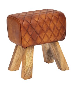 Wohnling Poef bruin leer 27x48x40 cm - WL6.092