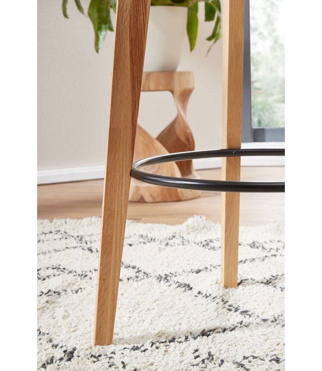 Wohnling tafel 60x110x60 cm wit rond | Bartafel voor 4 personen | Moderne tafel voor bar | Design partytafel hout | Scandinavisch eiken hoge tafel