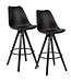 Wohnling Set van 2 barkrukken zwart kunstleer / massief hout | Design barstoel Scandinavisch 2 stuks met zwarte poten | Tegenkruk met rugleuning zithoogte 77 cm