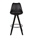 Wohnling Set van 2 barkrukken zwart kunstleer / massief hout | Design barstoel Scandinavisch 2 stuks met zwarte poten | Tegenkruk met rugleuning zithoogte 77 cm