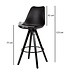 Wohnling Set van 2 barkrukken zwart kunstleer / massief hout | Design barstoel Scandinavisch 2 stuks met zwarte poten | Tegenkruk met rugleuning zithoogte 77 cm