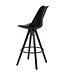 Wohnling Set van 2 barkrukken zwart kunstleer / massief hout | Design barstoel Scandinavisch 2 stuks met zwarte poten | Tegenkruk met rugleuning zithoogte 77 cm