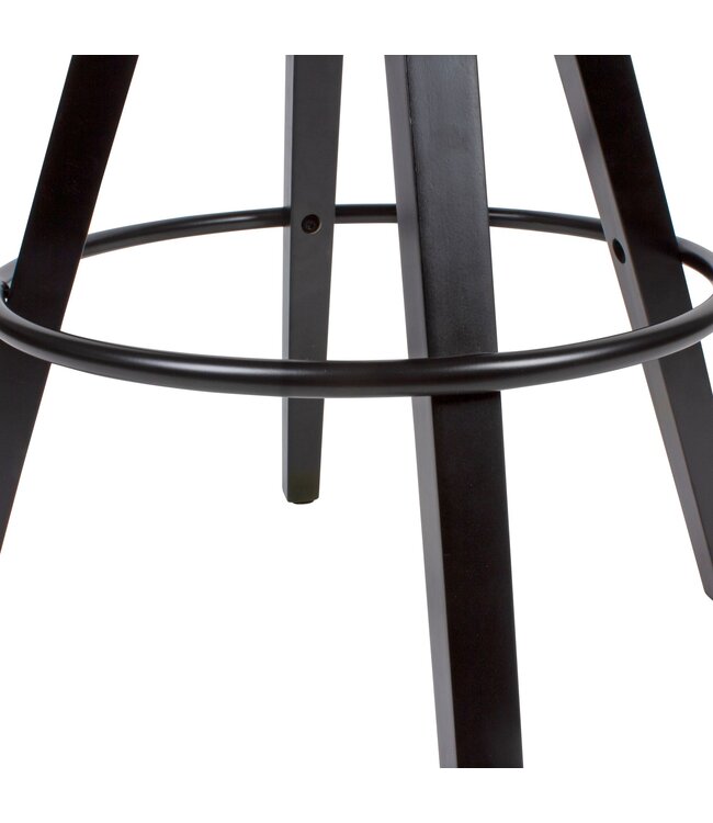 Wohnling Set van 2 barkrukken zwart kunstleer / massief hout | Design barstoel Scandinavisch 2 stuks met zwarte poten | Tegenkruk met rugleuning zithoogte 77 cm