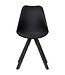 Wohnling Set van 2 retro eetkamerstoelen zwart met zwarte poten | Scandinavisch gestoffeerde stoel met rugleuning | Keukenstoel bekleed met kunstleer