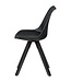 Wohnling Set van 2 retro eetkamerstoelen zwart met zwarte poten | Scandinavisch gestoffeerde stoel met rugleuning | Keukenstoel bekleed met kunstleer