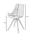 Wohnling Set van 2 Retro Eetkamerstoelen Wit Scandinavisch | Rugleuning gestoffeerde stoel | Keukenstoel met witte poten | Stoel bekleed met kunstleer