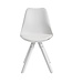Wohnling Set van 2 Retro Eetkamerstoelen Wit Scandinavisch | Rugleuning gestoffeerde stoel | Keukenstoel met witte poten | Stoel bekleed met kunstleer