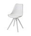 Wohnling Set van 2 Retro Eetkamerstoelen Wit Scandinavisch | Rugleuning gestoffeerde stoel | Keukenstoel met witte poten | Stoel bekleed met kunstleer