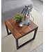 Wohnling bijzettafel 45x40x45 cm Sheesham massief houten / metalen salontafel | Houten designtafel in industriële stijl | Tafel woonkamer | Kleine stevige salontafel