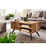 Wohnling salontafel 95x45x45 cm acacia salontafel massief hout rechthoekig | Houten tafel met opbergruimte | Salontafel met lade | Tafel woonkamer solide