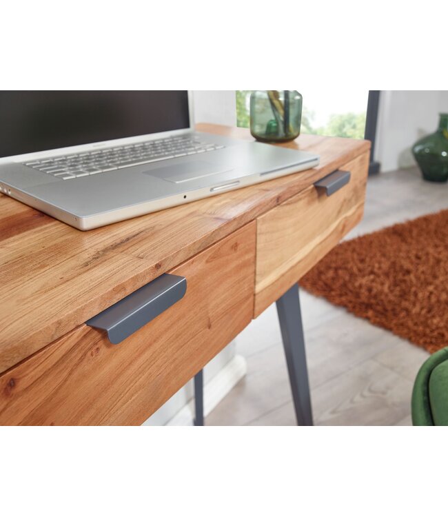 Wohnling Console tafel 90 x 78 x 36 cm Acacia Massief hout / Metaal Console met lades, Klein bureau met metalen poten, Kaptafel Dressoir Modern, Haltafel Massief