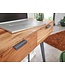 Wohnling Console tafel 90 x 78 x 36 cm Acacia Massief hout / Metaal Console met lades, Klein bureau met metalen poten, Kaptafel Dressoir Modern, Haltafel Massief