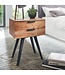 Wohnling Nachtkastje 47 x 65 x 35 cm Acacia Massief Hout Nachttafel Boxspringbed, Nachtkastje 2 Lades, Nachtkast Modern met Metalen Poten, Nachtkastje Massief