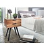 Wohnling Nachtkastje 47 x 65 x 35 cm Acacia Massief Hout Nachttafel Boxspringbed, Nachtkastje 2 Lades, Nachtkast Modern met Metalen Poten, Nachtkastje Massief