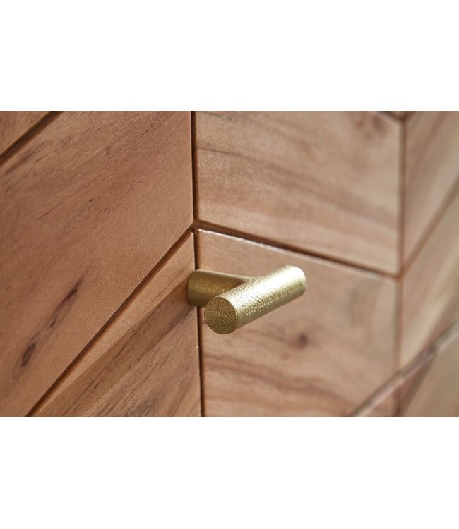 Wohnling dressoir 90x86,5x40 cm massief acaciahout / metalen dressoir | Ladekast met 3 lades | Hoge ladekast van massief hout | Staande kast woonkamer