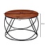 Wohnling Salontafel Sheesham Massief Hout / Metaal 60 x 40 x 60 cm, Ronde Massieve Bruine Woonkamertafel, Moderne Houten Sofatafel, Industriële Woonkamertafel