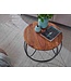 Wohnling Salontafel Sheesham Massief Hout / Metaal 60 x 40 x 60 cm, Ronde Massieve Bruine Woonkamertafel, Moderne Houten Sofatafel, Industriële Woonkamertafel