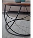 Wohnling Salontafel Sheesham Massief Hout / Metaal 60 x 40 x 60 cm, Ronde Massieve Bruine Woonkamertafel, Moderne Houten Sofatafel, Industriële Woonkamertafel