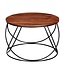 Wohnling Salontafel Sheesham Massief Hout / Metaal 60 x 40 x 60 cm, Ronde Massieve Bruine Woonkamertafel, Moderne Houten Sofatafel, Industriële Woonkamertafel