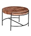 Wohnling salontafel 62x40x62 cm salontafel acacia massief hout / metaal | Ronde salontafel met metalen poten | Kleine design tafel massief | Houten tafel woonkamer industrieel