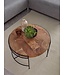 Wohnling salontafel 62x40x62 cm salontafel acacia massief hout / metaal | Ronde salontafel met metalen poten | Kleine design tafel massief | Houten tafel woonkamer industrieel