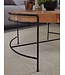 Wohnling salontafel 62x40x62 cm salontafel acacia massief hout / metaal | Ronde salontafel met metalen poten | Kleine design tafel massief | Houten tafel woonkamer industrieel