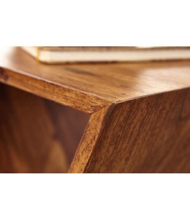 Wohnling bijzettafel X-vorm 43x60x30 cm sheesham massief houten bijzettafel | Tafel woonkamer massief | Kleine salontafel van echt hout | Salontafel met planken