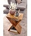 Wohnling bijzettafel X-vorm 43x60x30 cm sheesham massief houten bijzettafel | Tafel woonkamer massief | Kleine salontafel van echt hout | Salontafel met planken