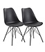 Wohnling eetkamer  set van 2 zwarte keukenstoelen Scandinavisch design | Schelpstoel met kunstlederen bekleding | Gestoffeerde stoel Gestoffeerde stoel