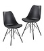 Wohnling eetkamer  set van 2 zwarte keukenstoelen Scandinavisch design | Schelpstoel met kunstlederen bekleding | Gestoffeerde stoel Gestoffeerde stoel
