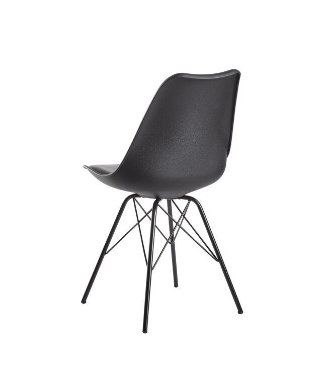 Wohnling eetkamer  set van 2 zwarte keukenstoelen Scandinavisch design | Schelpstoel met kunstlederen bekleding | Gestoffeerde stoel Gestoffeerde stoel