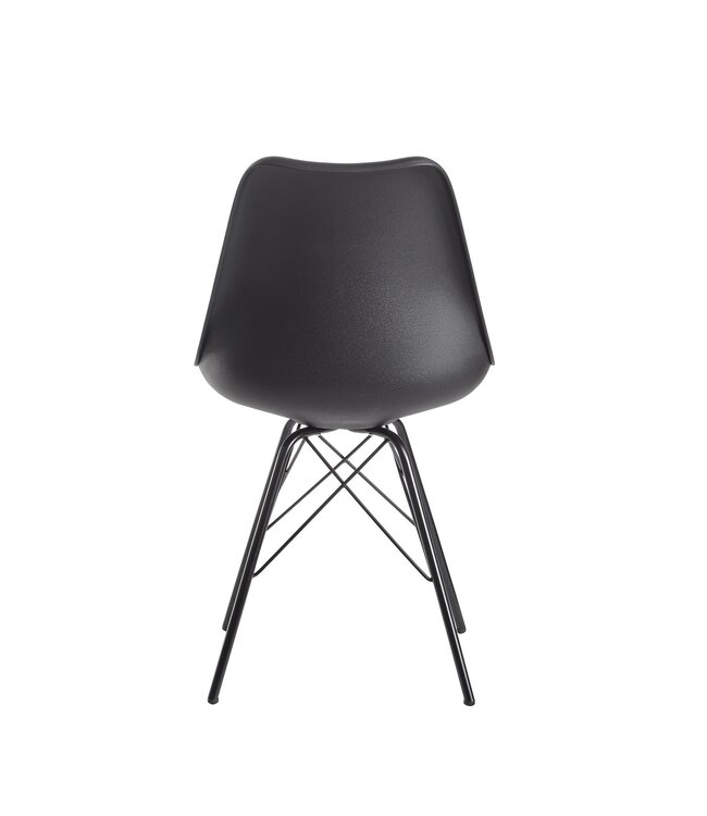 Wohnling eetkamer  set van 2 zwarte keukenstoelen Scandinavisch design | Schelpstoel met kunstlederen bekleding | Gestoffeerde stoel Gestoffeerde stoel