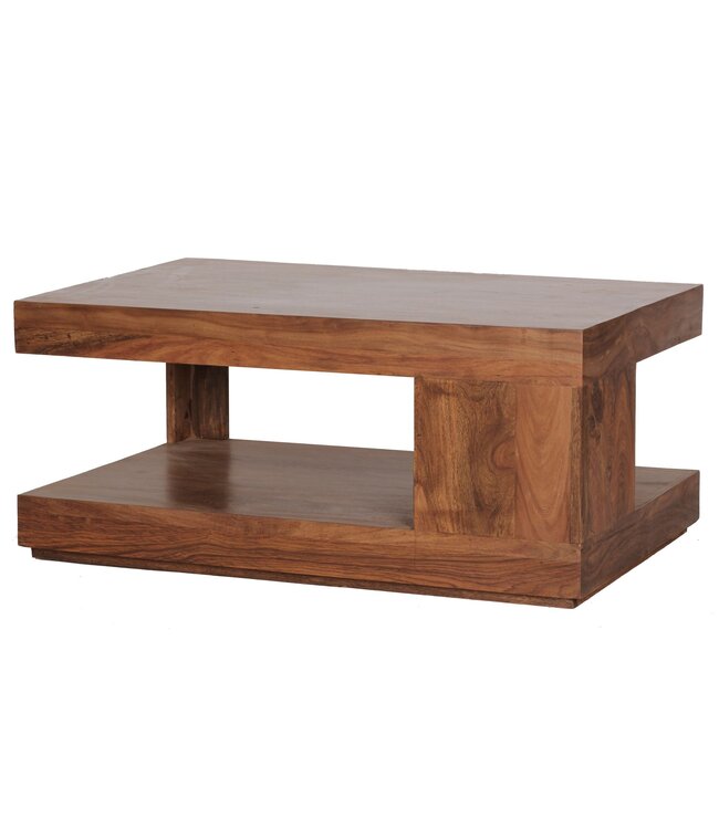 Wohnling salontafel MUMBAI Sheesham massief hout 90 x 60 x 40 cm | Salontafel design donkerbruin | Landhuisstijl bijzettafel natuurproduct | Woonkamermeubels uniek modern | Massief houten meubelen, echt hout, rechthoekig
