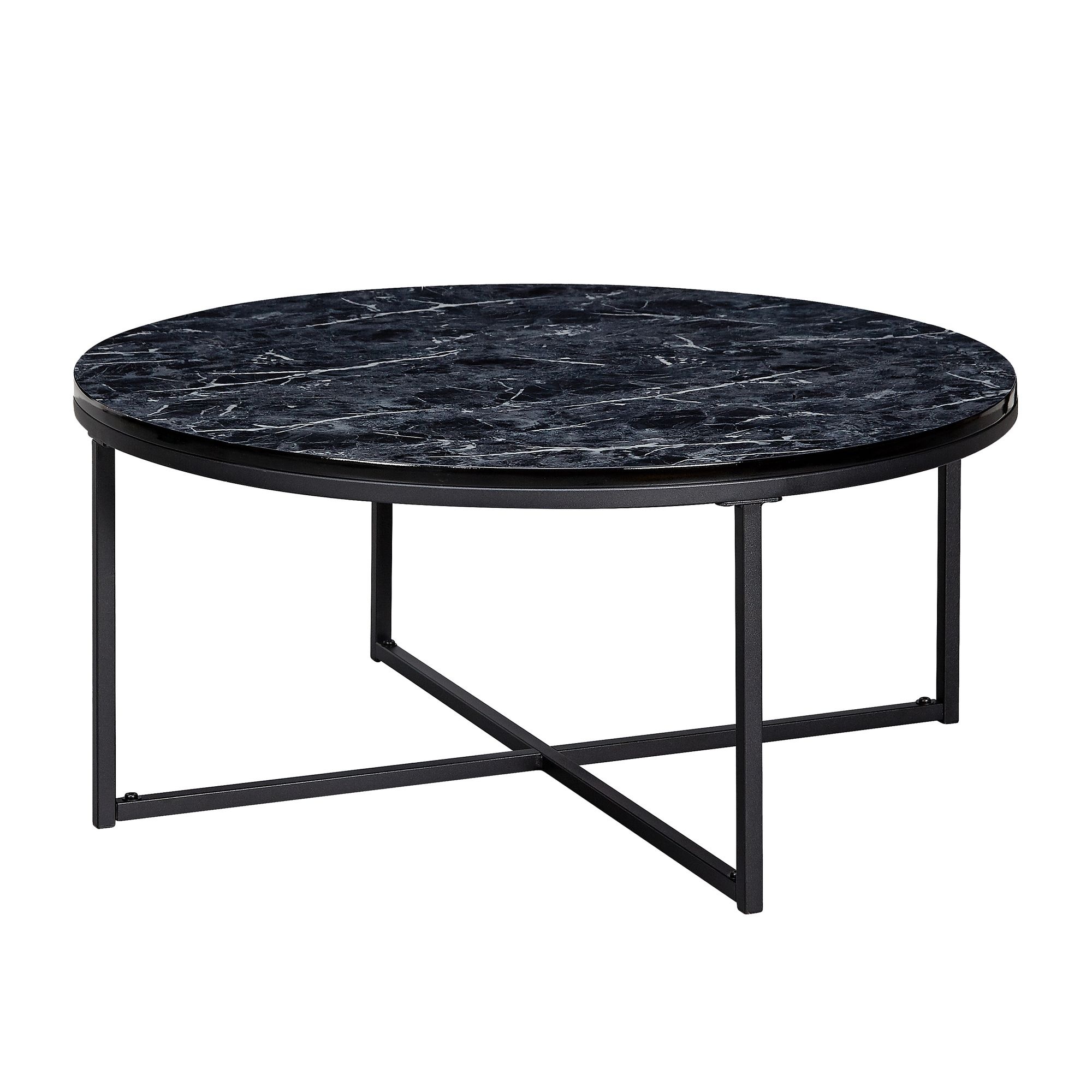Salontafel marmerlook zwart 80 cm