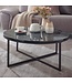 Wohnling salontafel 80x36x80 cm met zwart marmerlook | Salontafel met metalen frame | Salontafel ronde tafel woonkamer | Zijtafel