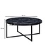 Wohnling salontafel 80x36x80 cm met zwart marmerlook | Salontafel met metalen frame | Salontafel ronde tafel woonkamer | Zijtafel