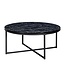 Wohnling salontafel 80x36x80 cm met zwart marmerlook | Salontafel met metalen frame | Salontafel ronde tafel woonkamer | Zijtafel