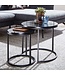 Wohnling Design Bijzettafel 2-delige Set Zwart Marmerlook Rond, Salontafel 2-delig Metalen Onderstel, Kleine Woonkamertafels, Moderne Nesttafels