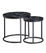 Wohnling Design Bijzettafel 2-delige Set Zwart Marmerlook Rond, Salontafel 2-delig Metalen Onderstel, Kleine Woonkamertafels, Moderne Nesttafels