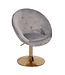 Wohnling stoel fluweel grijs / goud design draaistoel | Club fauteuil gestoffeerde stoel met rugleuning | Draaifauteuil Cocktail fauteuil Lounge | Fauteuil met stoffen bekleding