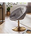 Wohnling stoel fluweel grijs / goud design draaistoel | Club fauteuil gestoffeerde stoel met rugleuning | Draaifauteuil Cocktail fauteuil Lounge | Fauteuil met stoffen bekleding