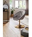 Wohnling stoel fluweel grijs / goud design draaistoel | Club fauteuil gestoffeerde stoel met rugleuning | Draaifauteuil Cocktail fauteuil Lounge | Fauteuil met stoffen bekleding