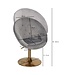 Wohnling stoel fluweel grijs / goud design draaistoel | Club fauteuil gestoffeerde stoel met rugleuning | Draaifauteuil Cocktail fauteuil Lounge | Fauteuil met stoffen bekleding
