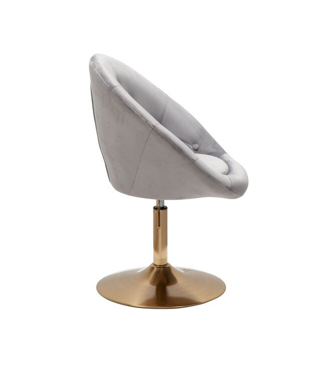 Wohnling stoel fluweel grijs / goud design draaistoel | Club fauteuil gestoffeerde stoel met rugleuning | Draaifauteuil Cocktail fauteuil Lounge | Fauteuil met stoffen bekleding