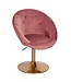 Wohnling Loungestoel Fluweel Roze / Goud Design Draaistoel, Clubfauteuil Gestoffeerde Stoel met Rugleuning, Draaifauteuil Cocktailstoel Lounge, Fauteuil met Stoffen Bekleding