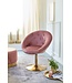 Wohnling Loungestoel Fluweel Roze / Goud Design Draaistoel, Clubfauteuil Gestoffeerde Stoel met Rugleuning, Draaifauteuil Cocktailstoel Lounge, Fauteuil met Stoffen Bekleding