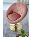 Wohnling Loungestoel Fluweel Roze / Goud Design Draaistoel, Clubfauteuil Gestoffeerde Stoel met Rugleuning, Draaifauteuil Cocktailstoel Lounge, Fauteuil met Stoffen Bekleding