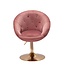 Wohnling Loungestoel Fluweel Roze / Goud Design Draaistoel, Clubfauteuil Gestoffeerde Stoel met Rugleuning, Draaifauteuil Cocktailstoel Lounge, Fauteuil met Stoffen Bekleding