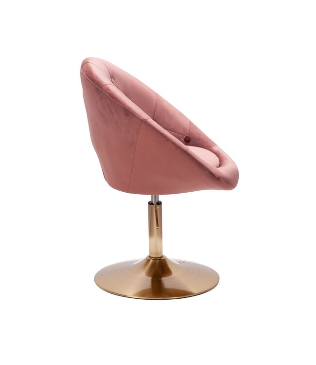 Wohnling Loungestoel Fluweel Roze / Goud Design Draaistoel, Clubfauteuil Gestoffeerde Stoel met Rugleuning, Draaifauteuil Cocktailstoel Lounge, Fauteuil met Stoffen Bekleding