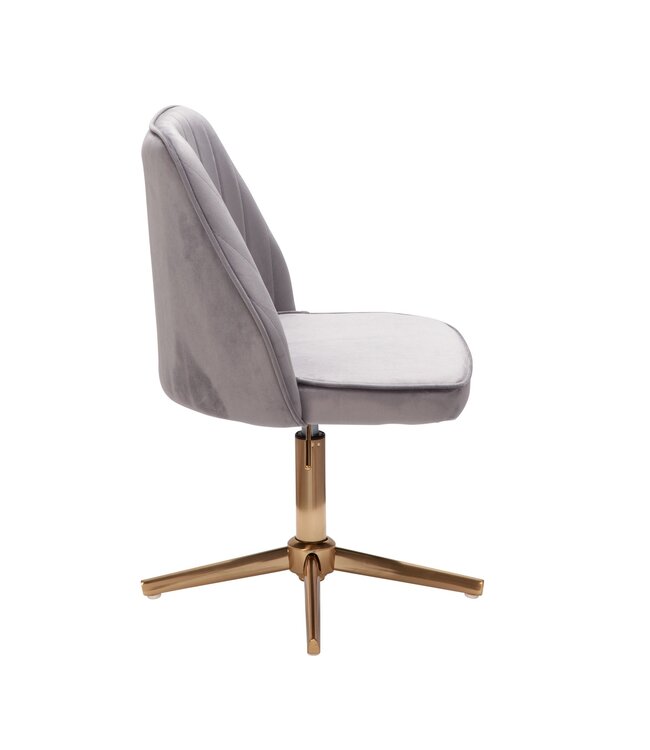 Wohnling bureaustoel grijs velvet design draaifauteuil met rugleuning | kuipstoel 120 kg in hoogte verstelbaar | Werkstoel zonder wielen | Stoel bureau thuiskantoor Draaibaar